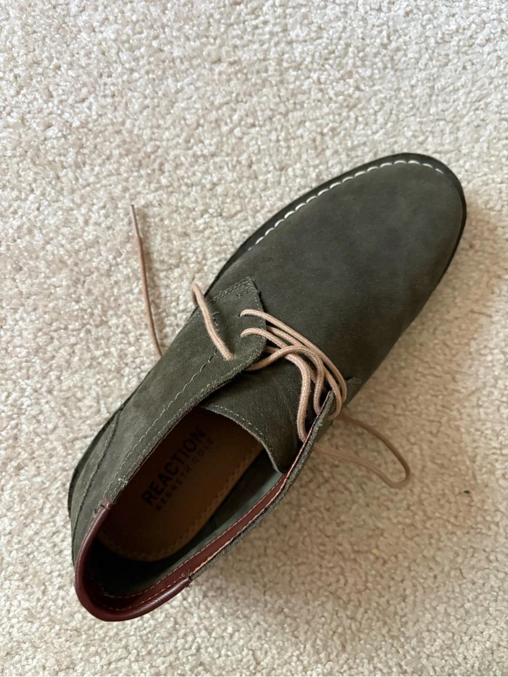 Kenneth Cole Olive Suede Chukka Boots with Tan Laces
